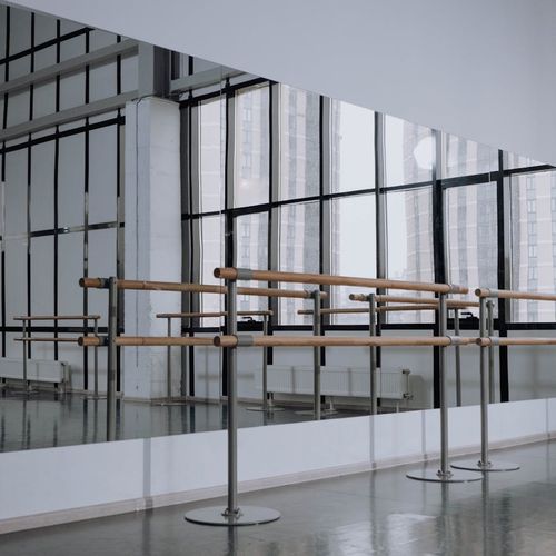 A calm and clean studio space with minimalist design for practice.